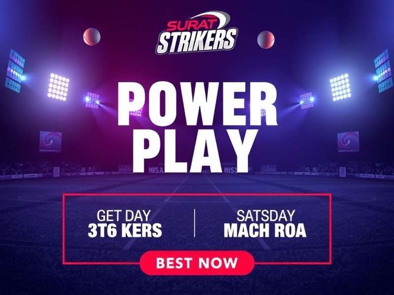 Dynamic gameplay screenshot of Surat Strikers Power Play showing a powerful shot in a narrow gully